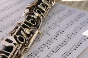 clarinet with sheet music